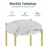 Darrahopens Furniture > Living Room > Side Tables e Store - Marble Sofa Side End Table/Coffee Table with Shelf & Gold Iron Legs
