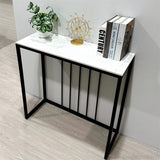 Darrahopens Furniture > Living Room > Side Tables Fin 80Cm Sintered Stone Console Table Storage Table Behind Sofa W/ Black Metal Frame