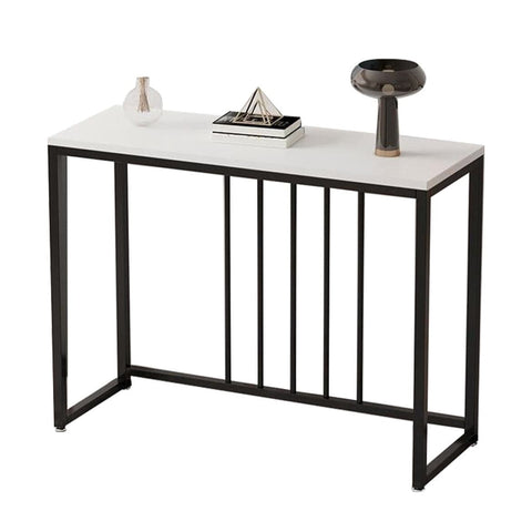 Darrahopens Furniture > Living Room > Side Tables Fin 80Cm Sintered Stone Console Table Storage Table Behind Sofa W/ Black Metal Frame