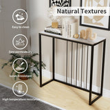 Darrahopens Furniture > Living Room > Side Tables Fin 80Cm Sintered Stone Console Table Storage Table Behind Sofa W/ Black Metal Frame