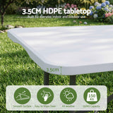 Darrahopens Furniture > Living Room > Side Tables Gardeon 180cm Folding Table Portable Fold-in-Half with Handle Camping Picnic