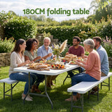 Darrahopens Furniture > Living Room > Side Tables Gardeon 180cm Folding Table Portable Fold-in-Half with Handle Camping Picnic