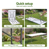 Darrahopens Furniture > Living Room > Side Tables Gardeon 180cm Folding Table Portable Fold-in-Half with Handle Camping Picnic