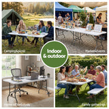 Darrahopens Furniture > Living Room > Side Tables Gardeon 180cm Folding Table Portable Fold-in-Half with Handle Camping Picnic