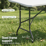 Darrahopens Furniture > Living Room > Side Tables Gardeon 180cm Folding Table Portable Fold-in-Half with Handle Camping Picnic