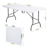 Darrahopens Furniture > Living Room > Side Tables Gardeon 180cm Folding Table Portable Fold-in-Half with Handle Camping Picnic
