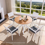 Darrahopens Furniture > Living Room > Side Tables Gardeon Outdoor Dining Table 108CM Aluminum Frame WPC Top Desk Patio Furniture