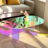 Darrahopens Furniture > Living Room > Side Tables Gorgeous Iridescent Acrylic Side Table Cool Rainbow Coffee Table Home Art Decor