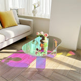 Darrahopens Furniture > Living Room > Side Tables Gorgeous Iridescent Acrylic Side Table Cool Rainbow Coffee Table Home Art Decor