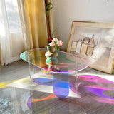 Darrahopens Furniture > Living Room > Side Tables Gorgeous Iridescent Acrylic Side Table Cool Rainbow Coffee Table Home Art Decor