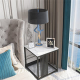 Darrahopens Furniture > Living Room > Side Tables Luxury square side table marble stone-Black frame
