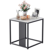 Darrahopens Furniture > Living Room > Side Tables Luxury square side table marble stone-Black frame
