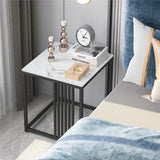 Darrahopens Furniture > Living Room > Side Tables Luxury square side table marble stone-Black frame