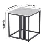Darrahopens Furniture > Living Room > Side Tables Luxury square side table marble stone-Black frame