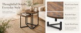 Darrahopens Furniture > Living Room > Side Tables Nesting Side Tables Set of 2, Round End Tables with Rustic Brown Wood Look Top and Black Metal Frame, Space Saving Accent Coffee Tables for Living Room, Bedroom, Sofa Side, Bedside, Small Spaces