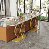 Darrahopens Furniture > Living Room > Side Tables Noble and Elegant Sintered Stone Console Table Hallway Table with Strong Metal Frame