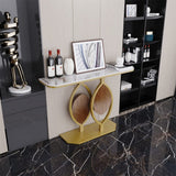 Darrahopens Furniture > Living Room > Side Tables Noble and Elegant Sintered Stone Console Table Hallway Table with Strong Metal Frame