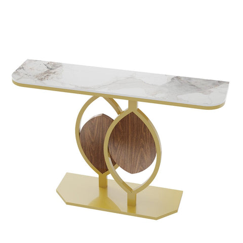 Darrahopens Furniture > Living Room > Side Tables Noble and Elegant Sintered Stone Console Table Hallway Table with Strong Metal Frame