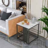 Darrahopens Furniture > Living Room > Side Tables Premium Natural Marble Texture Side End Table Coffee Table Large Bedside Table