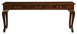 Darrahopens Furniture > Living Room > Side Tables Queen Anne 3 Drawer Sofa Table - Mahogany