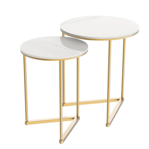 Darrahopens Furniture > Living Room > Side Tables Set of 2 Sintered Stone Nesting End Tables