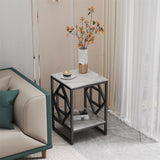 Darrahopens Furniture > Living Room > Side Tables Sleek White Marble Side Table Sofa End Table Bedside Nightstand w Durable Frame