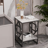 Darrahopens Furniture > Living Room > Side Tables Sleek White Marble Side Table Sofa End Table Bedside Nightstand w Durable Frame