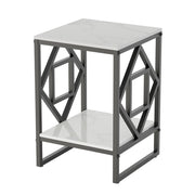 Darrahopens Furniture > Living Room > Side Tables Sleek White Marble Side Table Sofa End Table Bedside Nightstand w Durable Frame