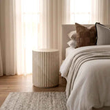 Vera Fluted Stone Side Table - Matte Natural Stone In Australia - Darrahopens