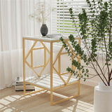 Darrahopens Furniture > Living Room > Side Tables White Marble Gold Side Table Living Room End Accent Table Nightstand with Shelf
