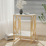 Darrahopens Furniture > Living Room > Side Tables White Marble Gold Side Table Living Room End Accent Table Nightstand with Shelf