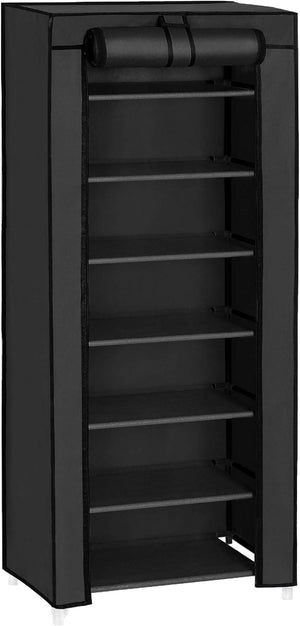 Darrahopens Furniture > Living Room SONGMICS 7 Tier Shoe Rack for 14-20 Pairs of Shoes Nonwoven Fabric Cover Black