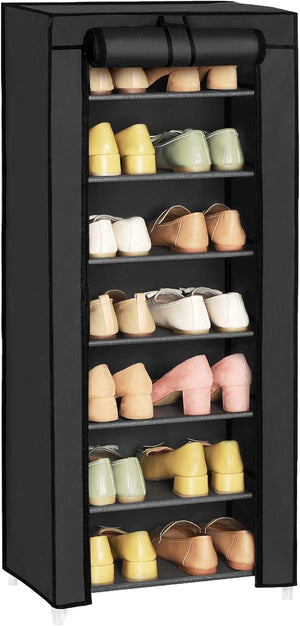 Darrahopens Furniture > Living Room SONGMICS 7 Tier Shoe Rack for 14-20 Pairs of Shoes Nonwoven Fabric Cover Black