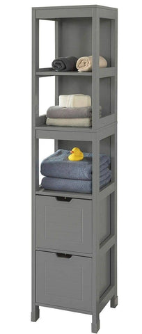 Darrahopens Furniture > Living Room Tall Cabinet Shelf Drawer, Grey