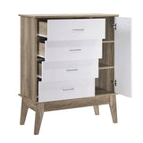 darrahopens Furniture > Living Room Tallboy 4 Chest of Drawers with Door Cabinet Storage Shelf