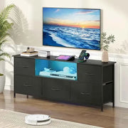 Darrahopens Furniture > Living Room > TV Units 140cm Black LED TV Cabinet Entertainment Unit with Power Outlets In Australia - Darrahopens