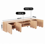 Artiss 180cm TV Unit Scalloped Entertainment Cabinet w/ Adjustable Shelves Wood In Australia - Darrahopens