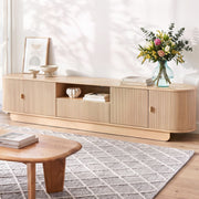 Darrahopens Furniture > Living Room > TV Units Artiss 220cm TV Unit Rounded Edge Slide Side Cabinet Door Pine