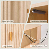 Darrahopens Furniture > Living Room > TV Units Artiss 220cm TV Unit Rounded Edge Slide Side Cabinet Door Pine