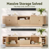 Darrahopens Furniture > Living Room > TV Units Artiss 220cm TV Unit Rounded Edge Slide Side Cabinet Door Pine