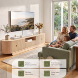 Darrahopens Furniture > Living Room > TV Units Artiss 220cm TV Unit Rounded Edge Slide Side Cabinet Door Pine