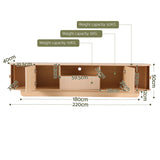 Darrahopens Furniture > Living Room > TV Units Artiss 220cm TV Unit Rounded Edge Slide Side Cabinet Door Pine