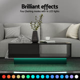 Darrahopens Furniture > Living Room > TV Units Artiss LED TV Unit & Coffee Table Set Storage Cabinet Black