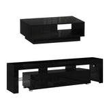 Darrahopens Furniture > Living Room > TV Units Artiss LED TV Unit & Coffee Table Set Storage Cabinet Black