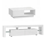 Darrahopens Furniture > Living Room > TV Units Artiss LED TV Unit & Coffee Table Set Storage Cabinet White