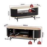 Darrahopens Furniture > Living Room > TV Units Artiss TV Unit & Coffee Table Set Storage Drawers Shelves Black Pine