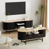 Darrahopens Furniture > Living Room > TV Units Artiss TV Unit & Coffee Table Set Storage Drawers Shelves Black Pine