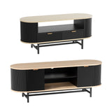 Darrahopens Furniture > Living Room > TV Units Artiss TV Unit & Coffee Table Set Storage Drawers Shelves Black Pine