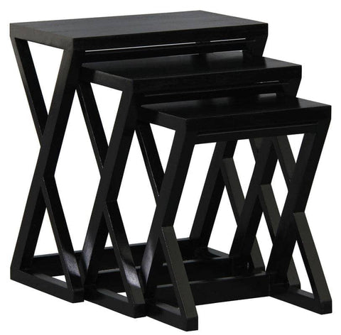 darrahopens Furniture > Living Room Z Style Nest of Table (Black)