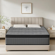 Darrahopens Furniture > Mattresses > Double Mattress Double Mattress 30CM Thick Medium Firm Pocket Springs Euro Top Memory Foam in Grey In Australia - Darrahopens